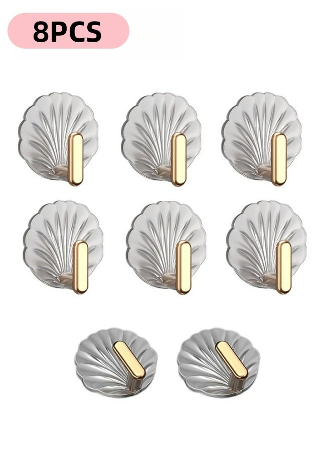8 Pcs Multipurpose Acrylic Wall Storage Hooks Decorative Gold Strong Adhesive Hooks For Kitchen Bathroom Bedroom Living Room Door Hanging Coats Keys Towels - Image 2