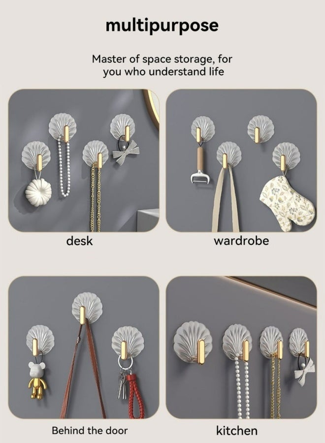 8 Pcs Multipurpose Acrylic Wall Storage Hooks Decorative Gold Strong Adhesive Hooks For Kitchen Bathroom Bedroom Living Room Door Hanging Coats Keys Towels - Image 4