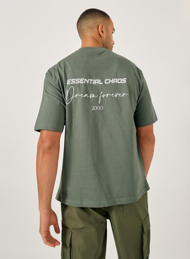 Styli Slogan Printed Jersey Oversized T-Shirt  - Image 1
