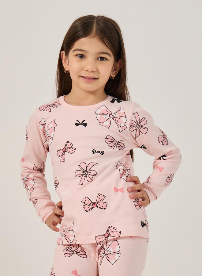 ستايلي طقم بيجامة وتيشيرت دائري مطبوع بالكامل - Image 4