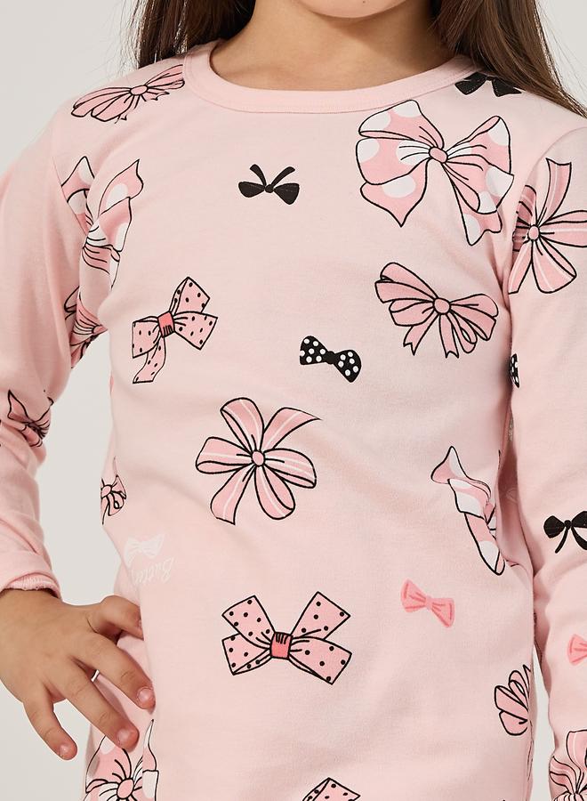 ستايلي طقم بيجامة وتيشيرت دائري مطبوع بالكامل - Image 3