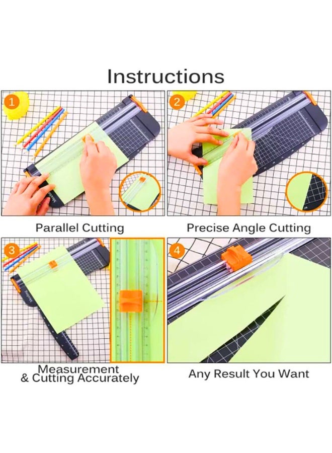 تشيس اب قاطع ورق، مقصلة ورق A4 مقاس 12 بوصة مع حماية أمان أوتوماتيكية ومسطرة جانبية، للقصاصات والملصقات والقسائم والبطاقات وورق الحرف والصور (أسود) - Image 4