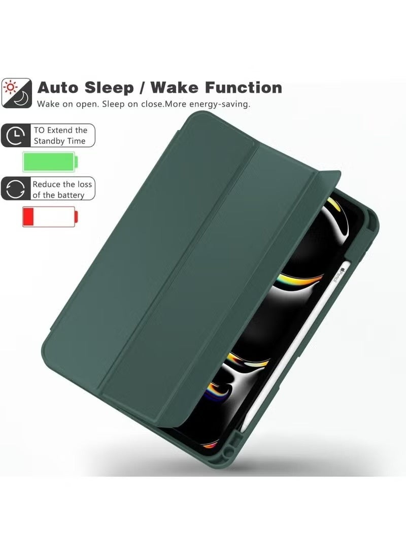 ACLIX iPad Pro 11 inch Case (2024, M4 5th Gen) with Pencil Holder – Slim Smart Protective Cover with Auto Sleep/Wake, Touch ID & USB-C Pencil Support, Magnetic Trifold Stand – Midnight Green - Image 5
