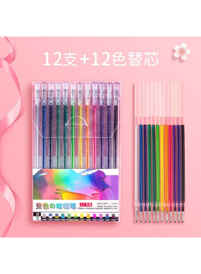 بي سي أقلام جيل متألقة مع وميض واهتزاز - مجموعة أقلام تظليل وكتابة ملونة - 18 لونًا - Image 1