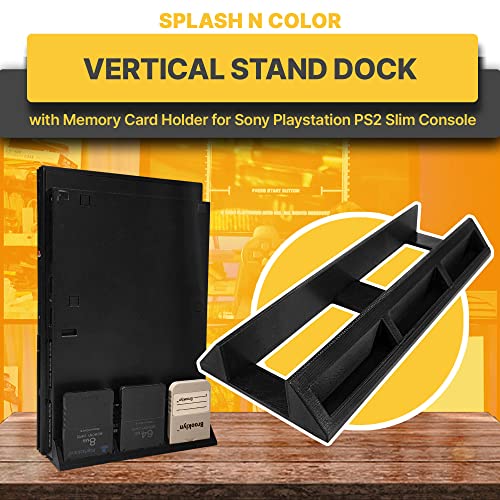splash n color SplashNColor Vertical Stand Dock with Memory Card Holder Compatible with Sony Playstation PS2 Slim Console - Space Saving, Convenient Accessory for Gaming Setup and Organization of Game Saves - Image 3