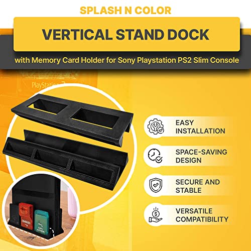 splash n color SplashNColor Vertical Stand Dock with Memory Card Holder Compatible with Sony Playstation PS2 Slim Console - Space Saving, Convenient Accessory for Gaming Setup and Organization of Game Saves - Image 4
