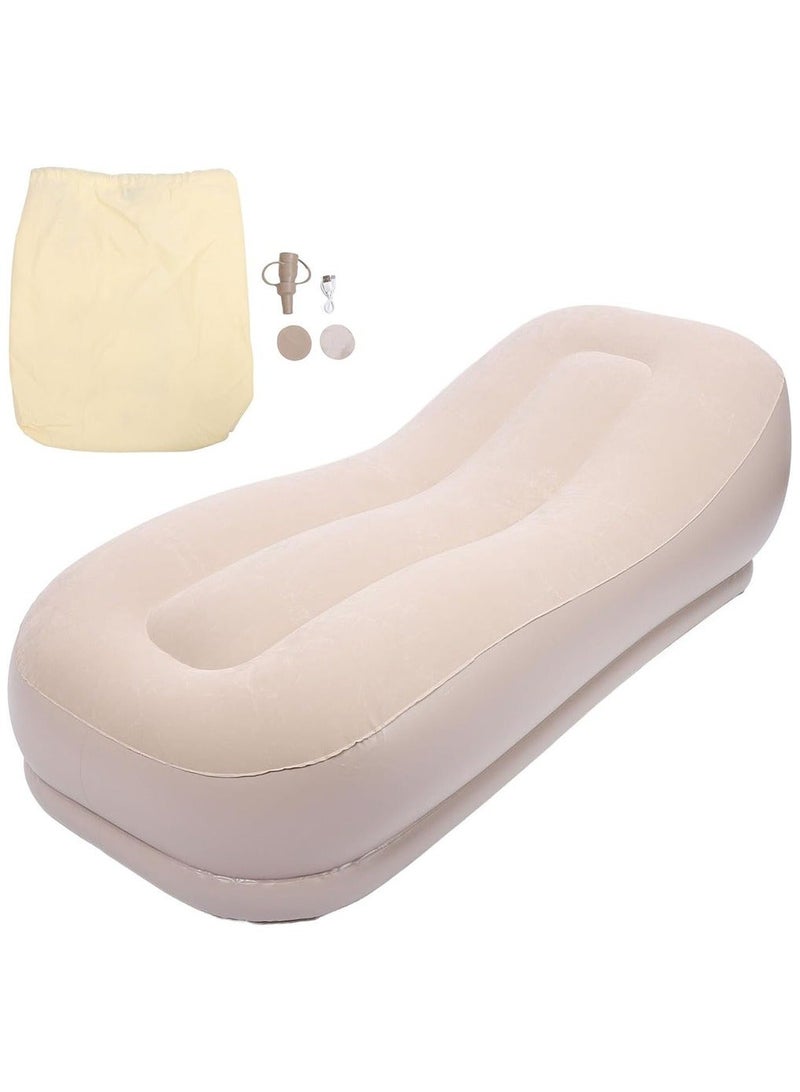 BlueFire Self Inflating Sofa – Multifunctional Automatic Air Couch with Built-in Electric Pump | Ergonomic Blow Up Lounger Chair | Fast 60s Inflation, Skin-Friendly Flocking Fabric | Portable Inflatable Sofa for Camping, Tent, Home, Office & Outdoor Relaxation - Image 5