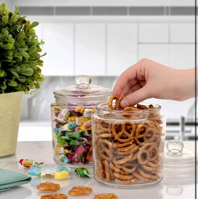 Quesera  Glass Kitchen Jars, Food & Cookie Storage Containers for Pantry, Bathroom Apothecary Canisters, Airtight Lids, Dishwasher Safe, with Chalk and Labels, 1/2 Gallon, Set of 2 .  | Best Price UAE