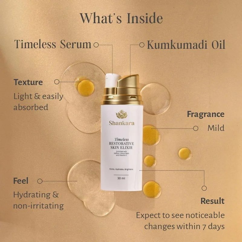 Shankara  Shankara Timeless Restorative Skin Elixir - 30 ml | Brightening & Hydrating Face Elixir  | Best Price UAE