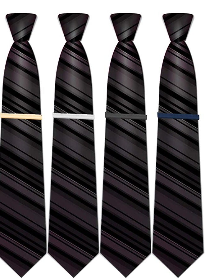 GUSGU Tie Clips for Men, 4 Pack Classic Tie Clip Silver Gold Black Blue Necktie Tie Bar Pinch Clips Suitable for Wedding Anniversary Business and Daily Life 5.8cm - Image 4
