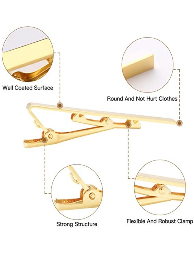 GUSGU Tie Clips for Men, 4 Pack Classic Tie Clip Silver Gold Black Blue Necktie Tie Bar Pinch Clips Suitable for Wedding Anniversary Business and Daily Life 5.8cm - Image 3