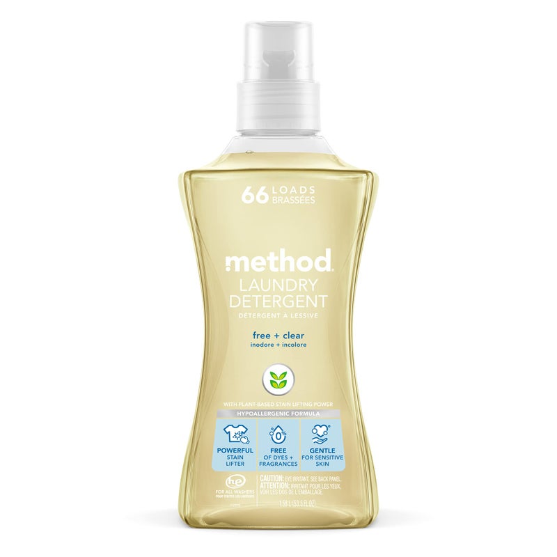 Method Liquid Laundry Detergent; Fragrance Free + Clear; Stain Remover; 66 Loads per 53.5 fl oz bottle; (Pack of 1) - Image 1