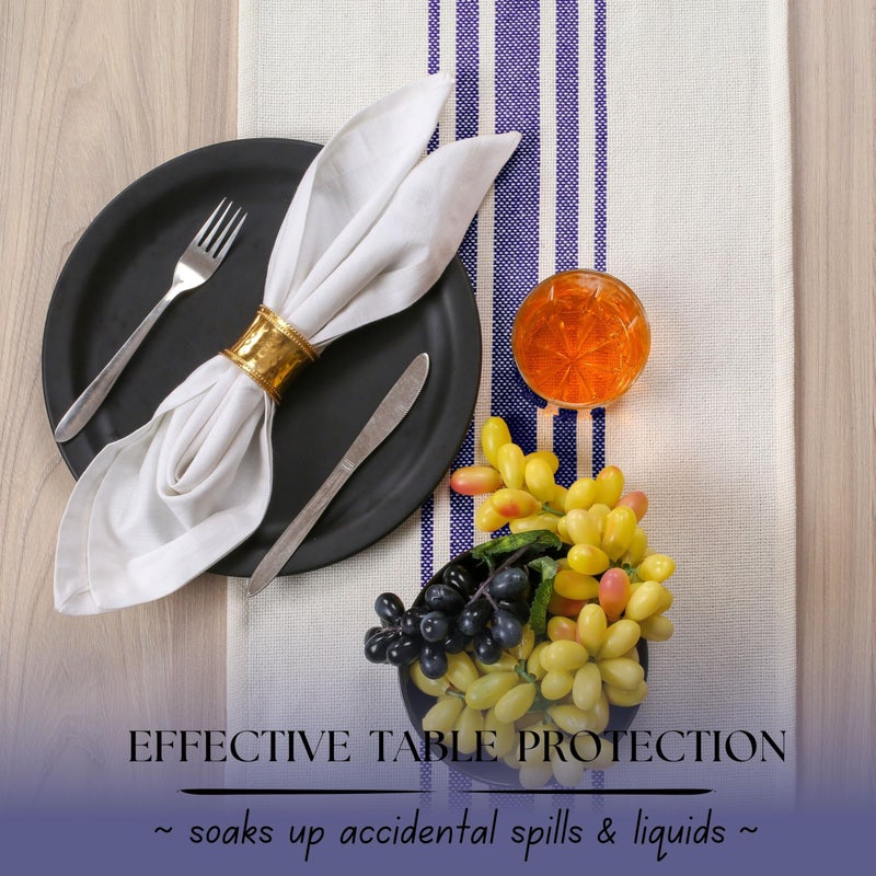 Native Fab Blue Stripe Table Runner - 90 Inches Long Boho Table Covers with Tassels - 100% Cotton, Tight Weave, Nonslip Tablerunner for Dining, Kitchen, Dresser, Wedding, 14"x90" - Blue and White - Image 5