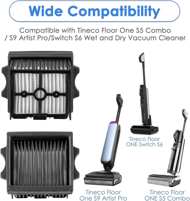 BRUVISH (6 Pack) S5 Combo Replacement HEPA Filters for Tineco Floor One S9 Artist Pro, Floor One S5 Combo, Stretch S6, Switch S6 Wet and Dry Vacuum Cleaner, Filters Accessories, Upright Filters, Vacuum Filter - Image 5