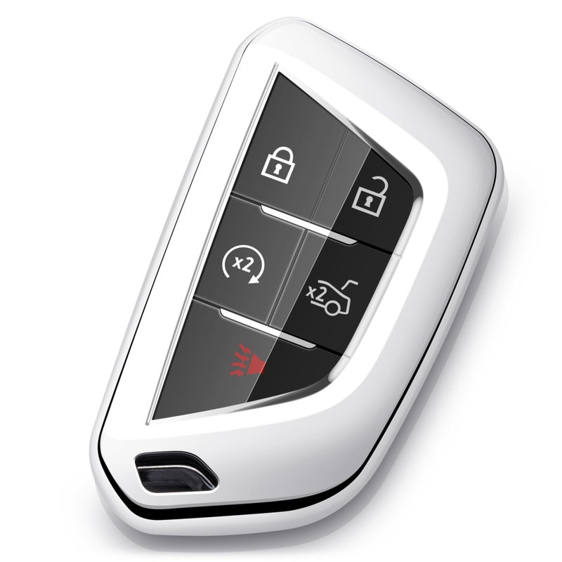 ZSPDACC Compatible with Cadillac Key Fob Cover for Cadillac CT4 CT5 Lyriq Escalade Esv Optiq Vistiq Key Fob 20202026 Silver Accessories