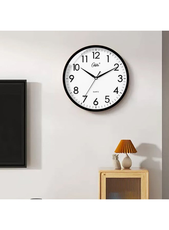 Compas Wall Clock For Living Room, Simple Quartz Clock, Wall-mounted Timepiece For Living Room, C2877 Black, 33.5cm