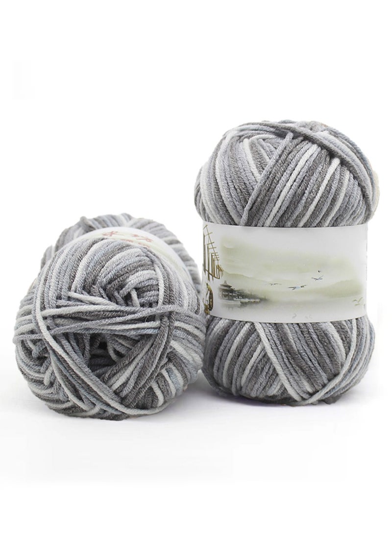 MileMelo 2-Piece Hand Knitting Wool Grey and White - Image 1