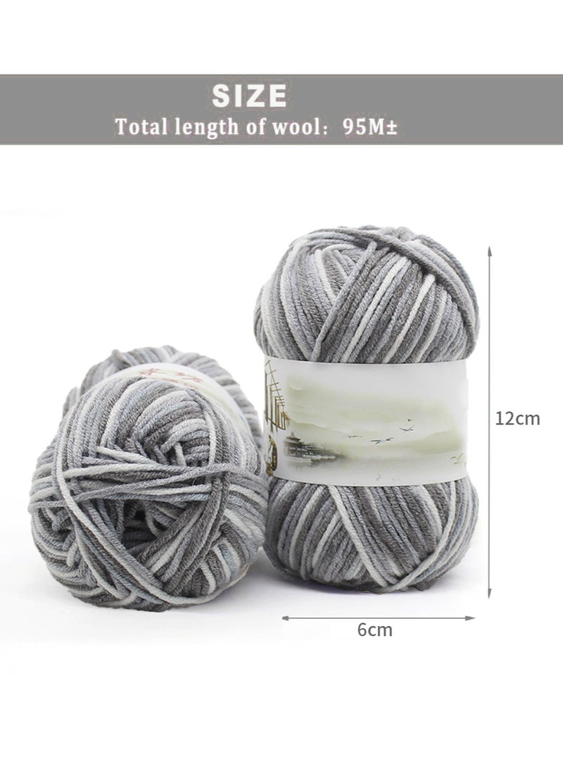 MileMelo 2-Piece Hand Knitting Wool Grey and White - Image 2