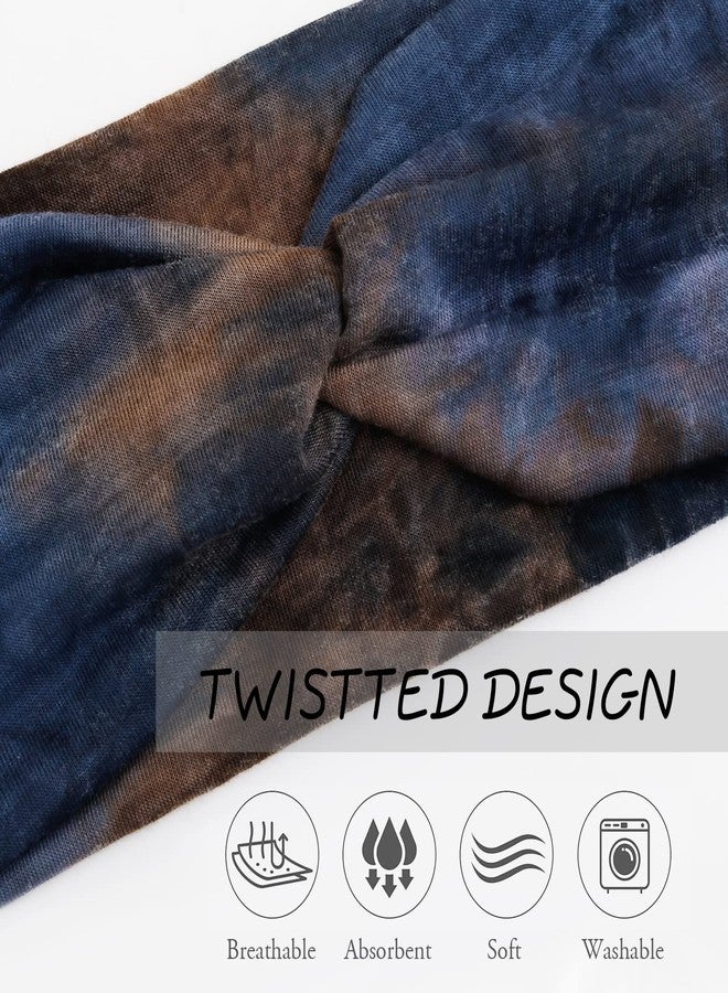 هواتشي أطواق شعر هواتشي العصرية للنساء، أطواق رأس عريضة بتصميم ربطة عنق مصبوغة، أغطية رأس ملتوية غير قابلة للانزلاق، إكسسوارات شعر للتمارين الرياضية، عبوة من 6 قطع - Image 5