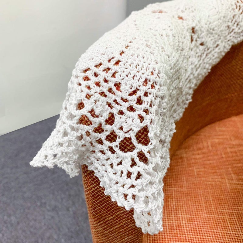 Eiyye 2-Pieces Handmade Cotton Crochet Doilies Rectangle Lace Table Crochet Placemats 10.6x16.9 Inch (White) - Image 5