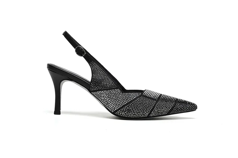 Cuple high-heeled embellished slingback shoe