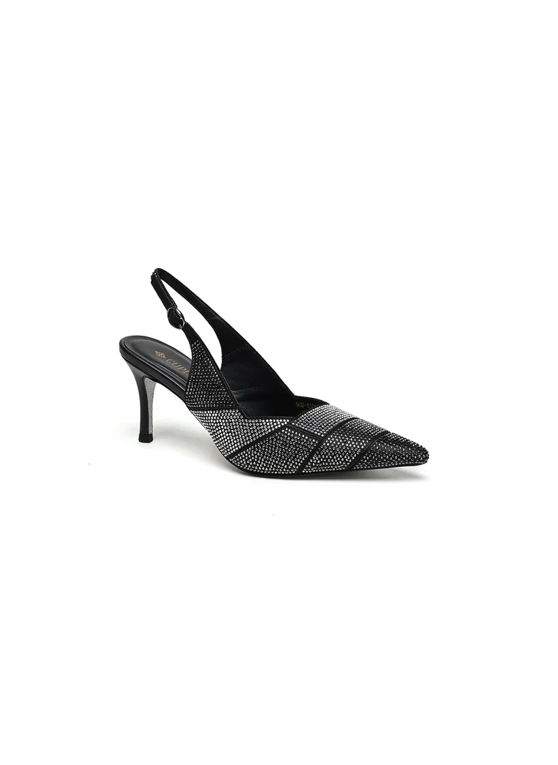 كيوبل high-heeled embellished slingback shoe