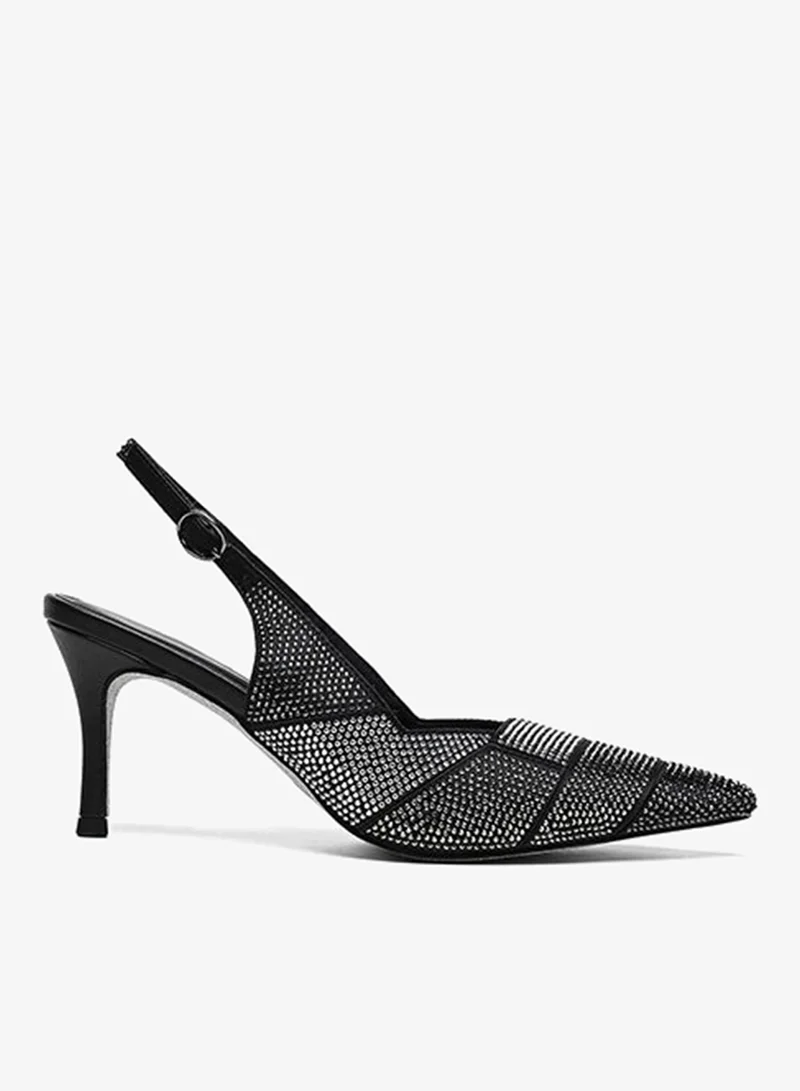 كابلي حذاء سلينجباك بكعب عالٍ ومزين بأناقة