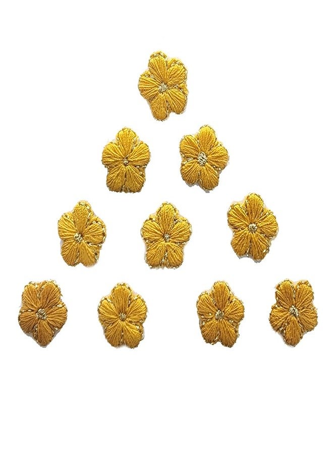 Mohan Shoppe Fancy Flower Shape Baby Cute Small Embroidery Clothing Accessory Patches for Kids Shirts Suits Sarees Jackets Jeans caps Apparel Fashion Package of 20 Pieces (Mustard) - Image 1