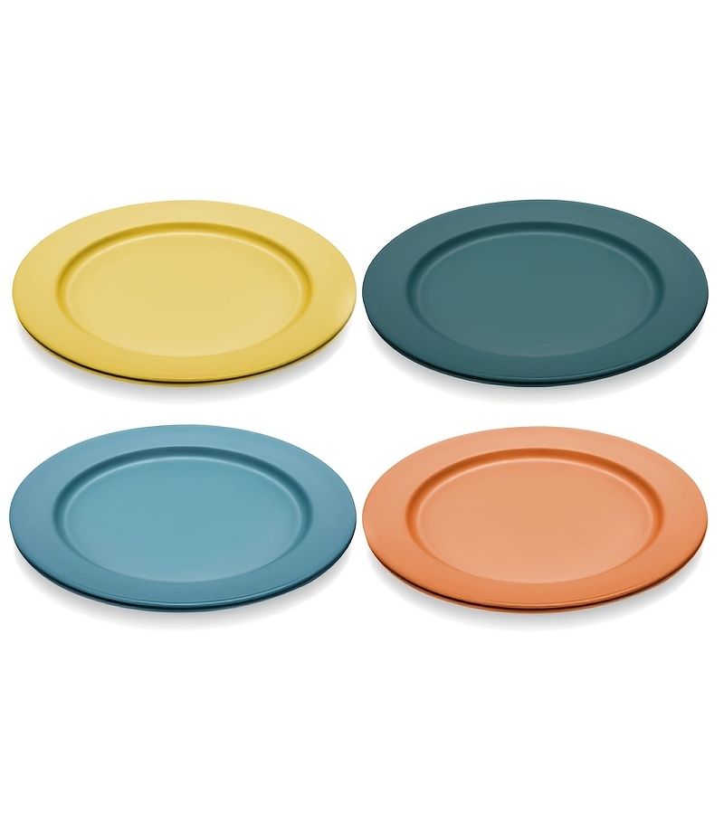 8pcs Flat Dinner Plates Sturdy Reusable Easy to Clean Microwave Safe - Image 1