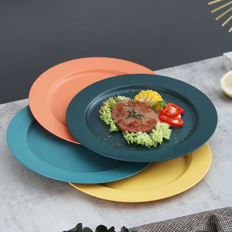 8pcs Flat Dinner Plates Sturdy Reusable Easy to Clean Microwave Safe - Image 2