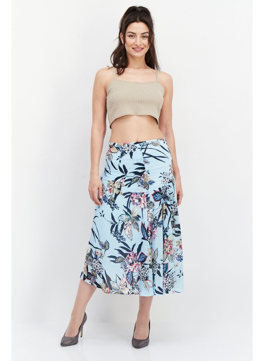 GERRY WEBER Women Allover Print Midi Skirt, Blue Combo  - Image 4
