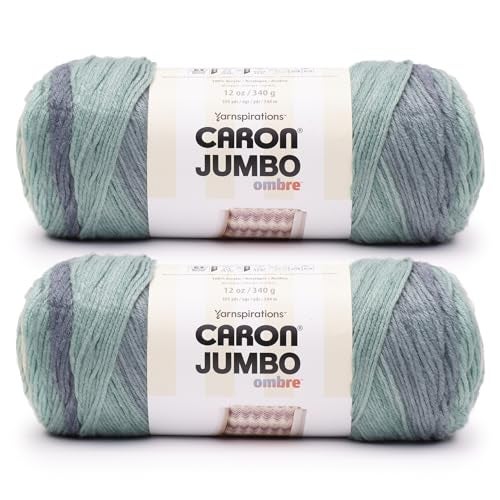 Caron CAR Jumbo Ombre White Water Yarn 2 Pack of 340g12 oz 100 Acrylic 4 Worsted Medium 595 Yards KnittingCrochet - Image 1