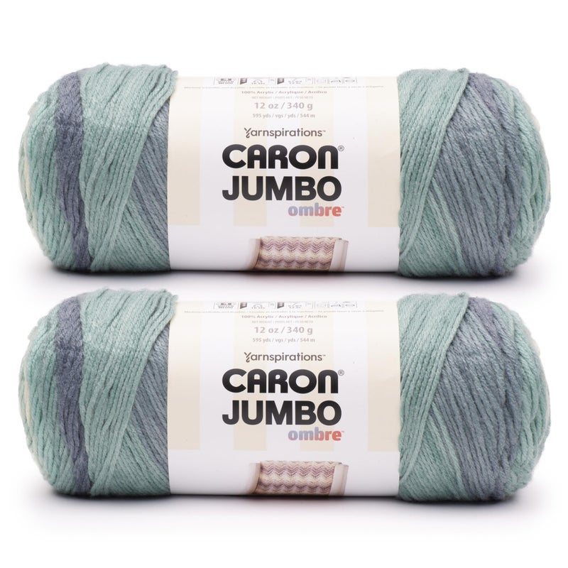 Caron CAR Jumbo Ombre White Water Yarn 2 Pack of 340g12 oz 100 Acrylic 4 Worsted Medium 595 Yards KnittingCrochet - Image 2