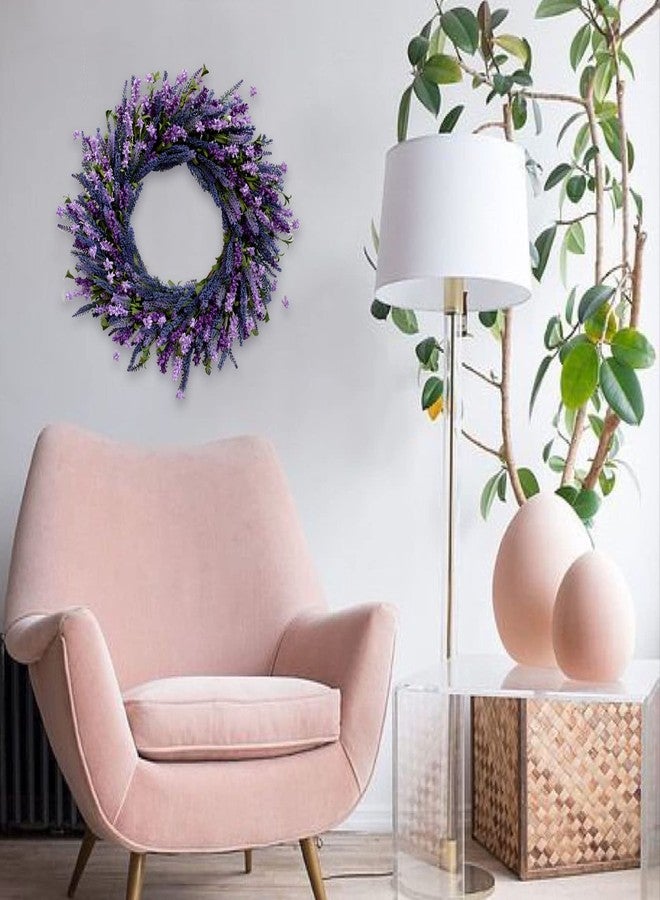 Egolot 26 Inch Purple Lavender Flower Wreath for Front Door, Spring Summer Forsythia Lavender Flowers Wreath for Indoor and Outdoor Decor, Rustic and Farmhouse Purple for Home - Image 5