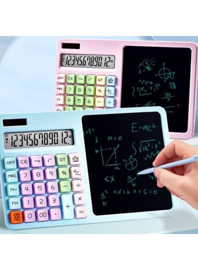Colorful Handheld Calculator with Blackboard Writing Pad, Large Display, Big Buttons, Cute Calculator for Office, School and Home - Image 1