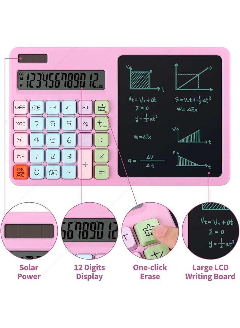 Colorful Handheld Calculator with Blackboard Writing Pad, Large Display, Big Buttons, Cute Calculator for Office, School and Home - Image 2
