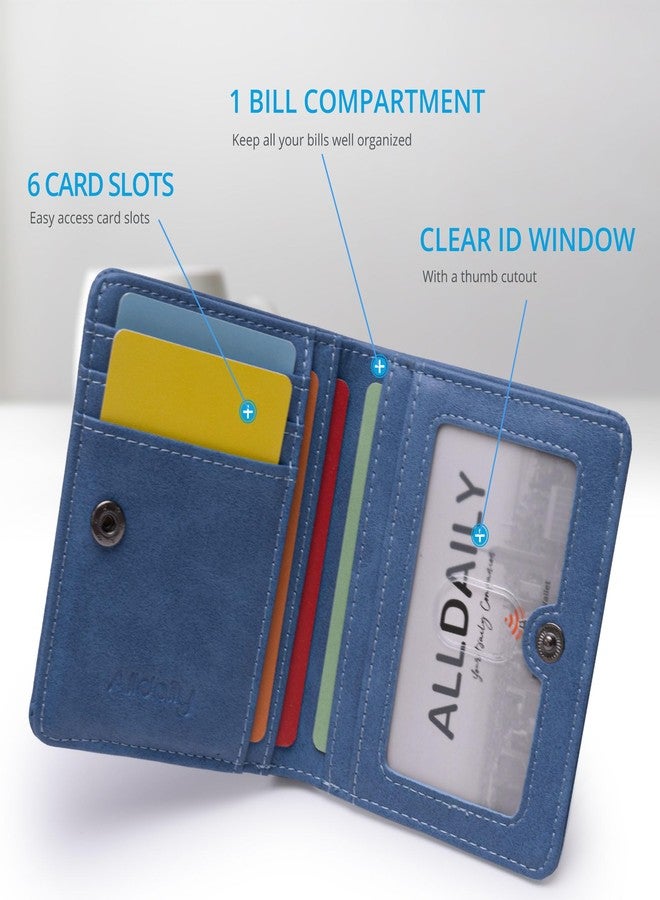 Alldaily محفظة صغيرة بتقنية RFID من Alldaily للنساء، نحيفة وصغيرة الحجم، قابلة للطي، جيب، محفظة سفر صغيرة للسيدات (أزرق) - Image 3