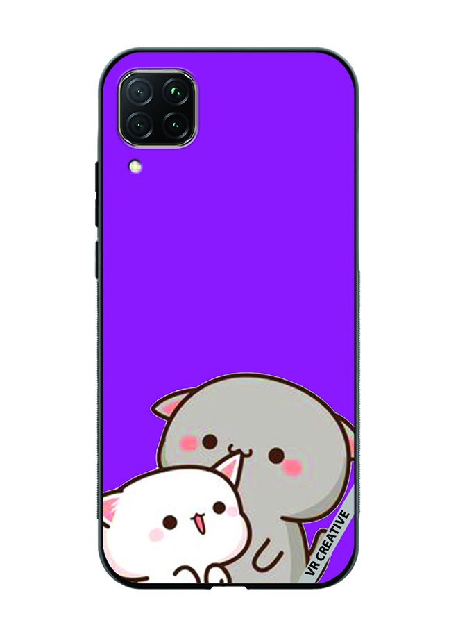 VR CREATIVE Protective Case Cover For Huawei Nova 7i/P40 Lite Two Cute Cats Design Multicolour - Image 1