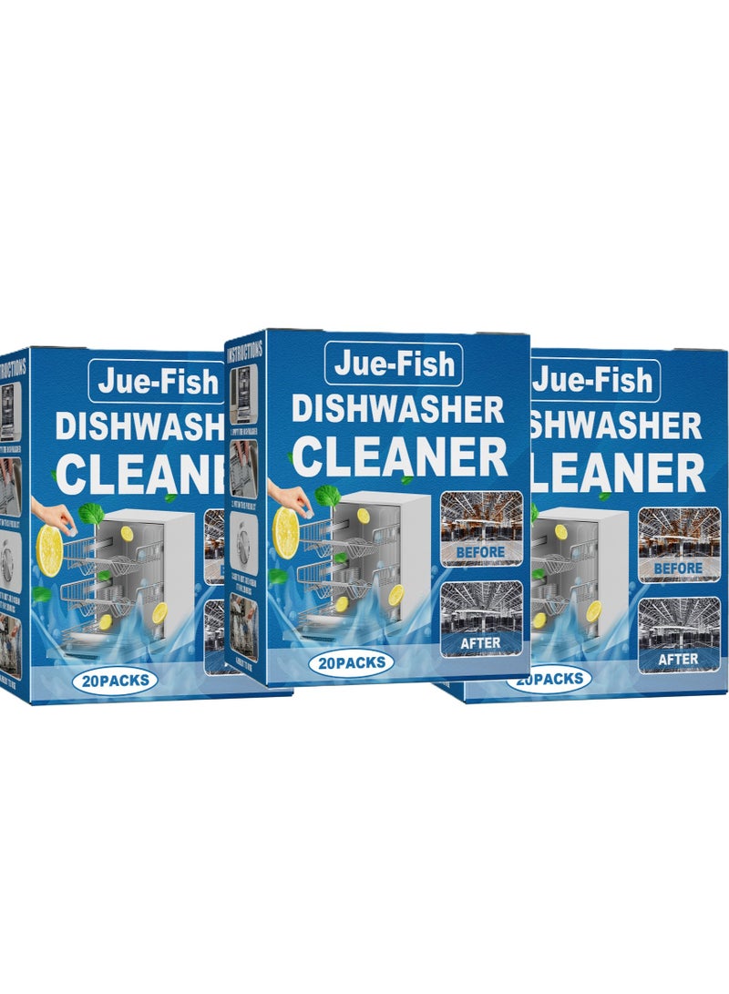 JUE-FISH Dishwasher Cleaning Tablets, 60 Pack Deep Cleaning Tablets for Dishwasher, Powerful Stain Removal and Odor Elimination for All Dishwashers - Image 1