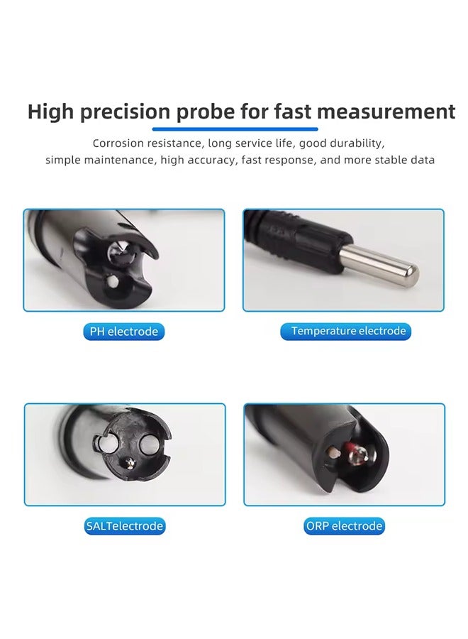 Online Water Quality Tester pH/ORP/EC/TDS/SALT/S.G/CF/Temperature APP Tester 8-in-1 WIFI and Data Transfer for Pools Aquariums - Image 2