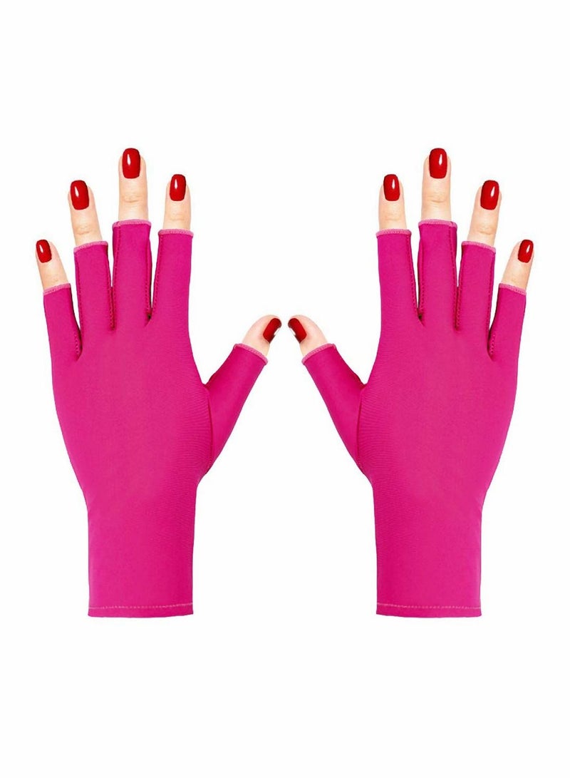 UV Glove for Nail Lamp, Gel Manicures Glove, Half Finger Stretchy Gloves Girls Protect Hands  - Image 1