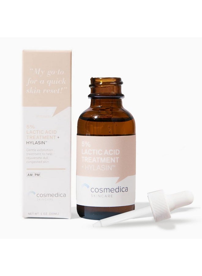 Cosmedica Skincare - 5% Lactic Acid Treatment Hylasin Aha Hyaluronic Acid Gentle Exfoliator Dark Spot Corrector Antiaging Face Peel Brightening Treatment For Dull Hyperpigmented Skin 1 Oz (30Ml) - Image 1
