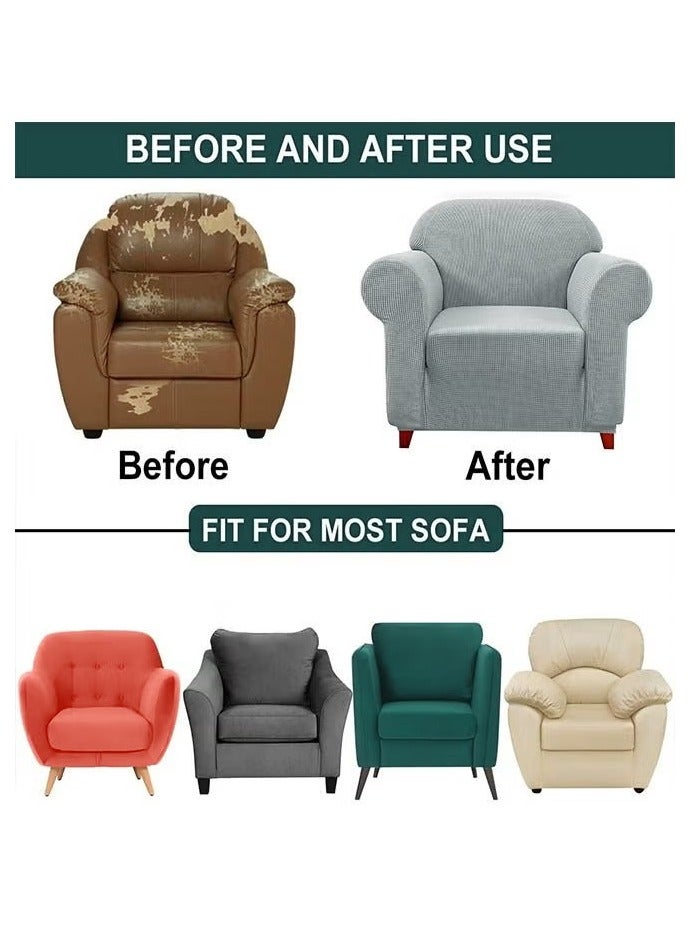 فابينني غطاء أريكة عالي التمدد بمقعد واحد، غطاء أريكة من القماش الناعم المصقول، تغطية كاملة رائعة لحماية الأثاث، غطاء منزلق، مقعد واحد يناسب الأريكة القياسية والأريكة القابلة للاستلقاء مقاس 80-120 سم بني - Image 5