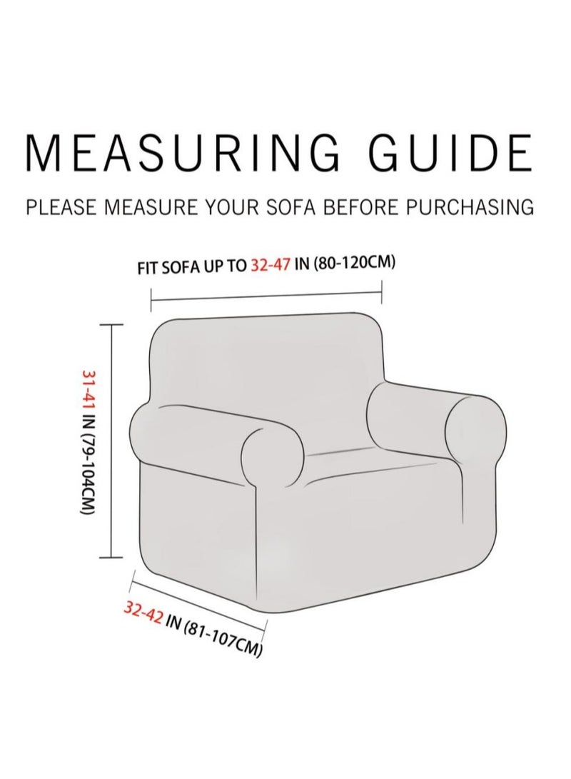 فابينني غطاء أريكة عالي التمدد بمقعد واحد، غطاء أريكة من القماش الناعم المصقول، تغطية كاملة رائعة لحماية الأثاث، غطاء منزلق، مقعد واحد يناسب الأريكة القياسية والأريكة القابلة للاستلقاء مقاس 80-120 سم بني - Image 3