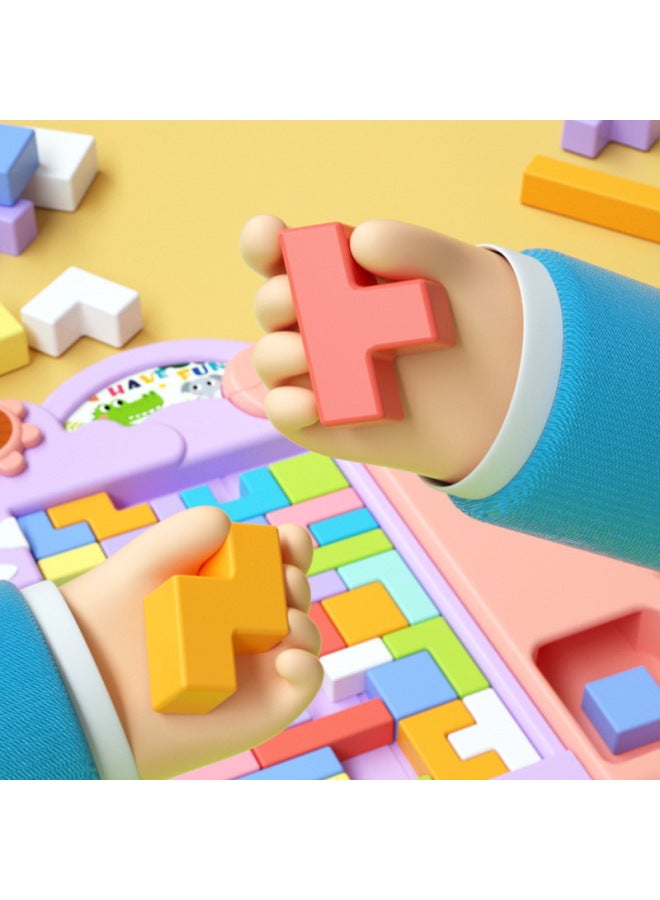 Tetris Puzzle Early Fun Game Toddler Development Intelligence Kindergarten 3 + Children's Games-Color:Tetris Building Blocks 【pink】 Crocodile - Image 3