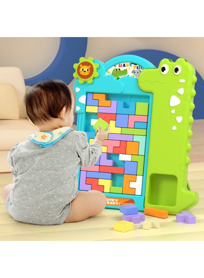 Tetris Puzzle Early Fun Game Toddler Development Intelligence Kindergarten 3 + Children's Games-Color:Tetris Building Blocks 【pink】 Crocodile - Image 4