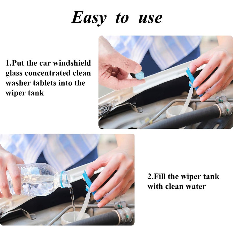 HERBOKING Plastic 50 Pieces Car Accessories Windshield Glass Cleaner Tablets In Concentrate Solid Tablet Foam Car Wiper Detergent Tablets[1 Tab=2 Ltr Windshield Liquid], Multicolor - Image 3