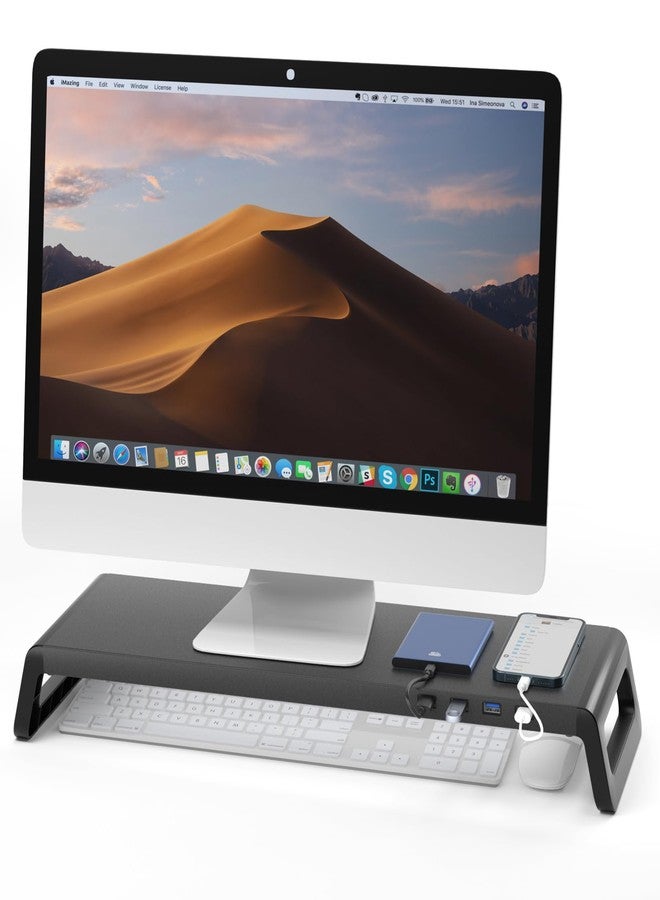 ليبوير Liboer Monitor Stand Riser 4 Usb 3 0 Hub 20.6x6.8inch