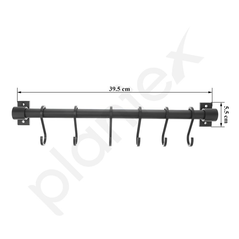 Plantex Stainless Steel Cloth Hanger Wall Mounted with Hanging Hooks - Hook Rail for Bathroom/Kitchen Accessories (Black) - Image 3