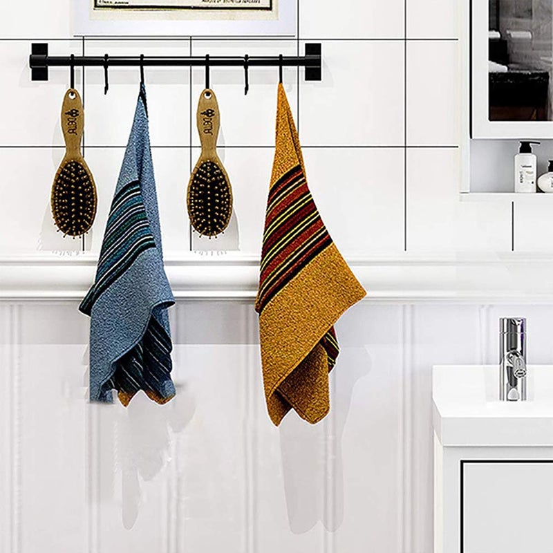 Plantex Stainless Steel Cloth Hanger Wall Mounted with Hanging Hooks - Hook Rail for Bathroom/Kitchen Accessories (Black) - Image 2